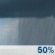 This Afternoon: A 50 percent chance of showers.  Partly sunny, with a high near 58. Southwest wind around 10 mph.  New precipitation amounts of less than a tenth of an inch possible. 